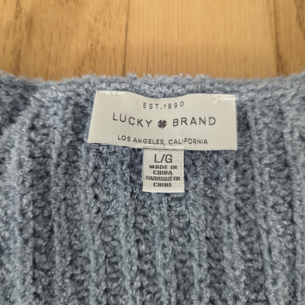 Lucky Brand Light Blue Knit Sweater Large - Picture 5 of 9